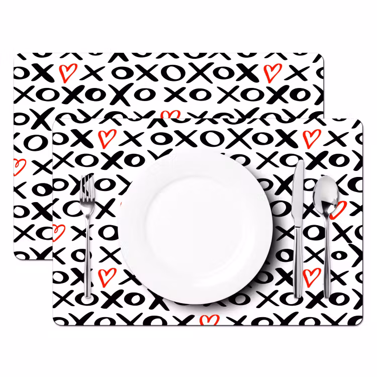 Placemat - 6 stuks - Tekens - Harten - Rood — 2