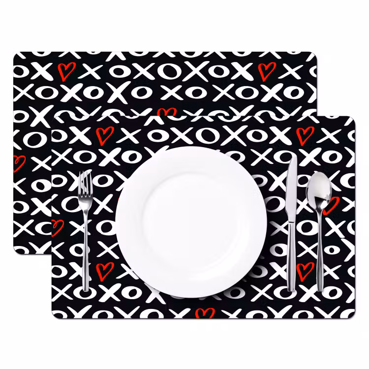 Placemat - 6 stuks - Tekens - Wit - Zwart — 2