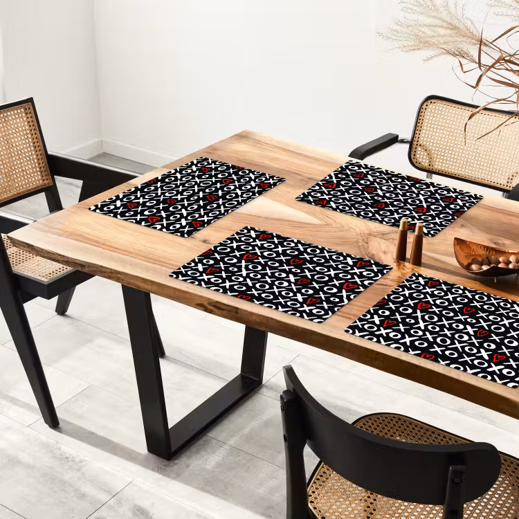 Placemat - 6 stuks - Tekens - Wit - Zwart — 5