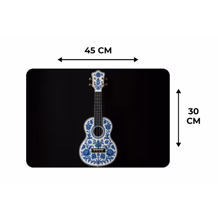 Placemat - 6 stuks - Ukelele - Delfts - Blauw - Muziek — 3