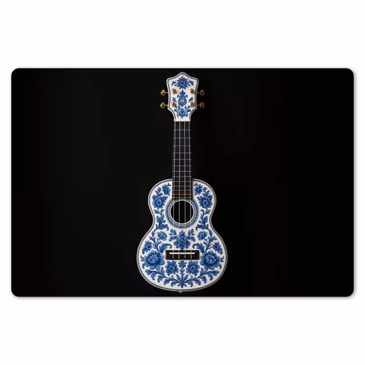 Placemat - 6 stuks - Ukelele - Delfts - Blauw - Muziek — 7
