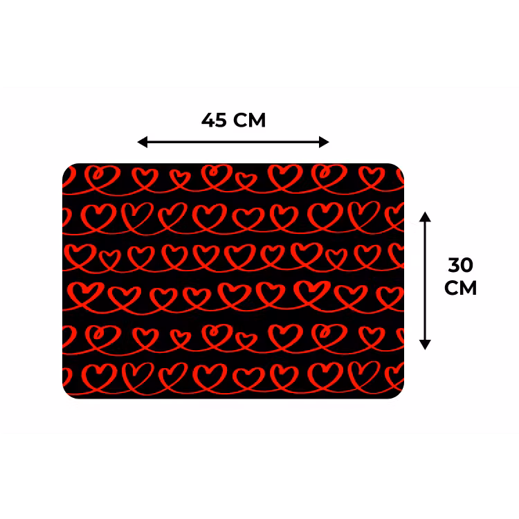 Placemat - 6 stuks - Verweven - Harten - Zwart - Rood — 3
