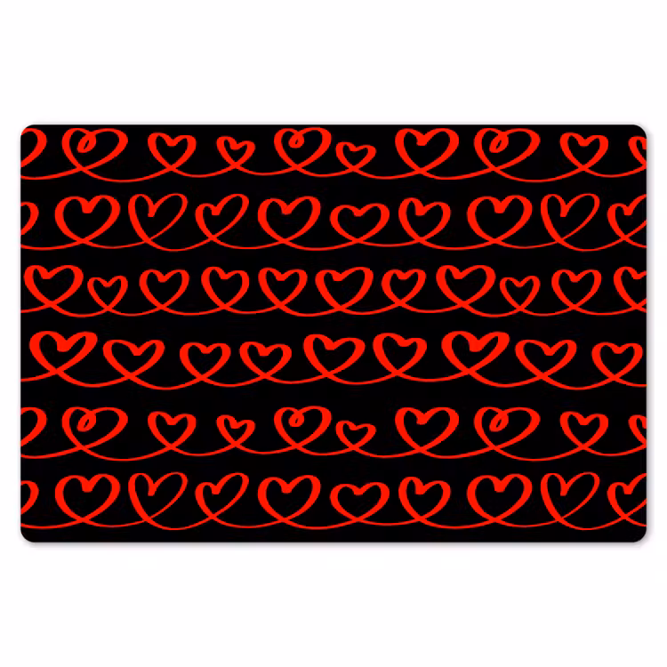 Placemat - 6 stuks - Verweven - Harten - Zwart - Rood — 7