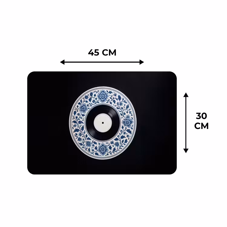 Placemat - 6 stuks - Vinyl - LP - Delfts Blauw - Muziek — 3