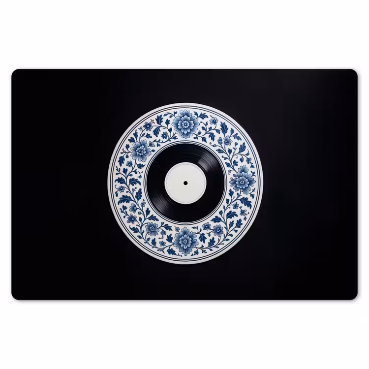 Placemat - 6 stuks - Vinyl - LP - Delfts Blauw - Muziek — 7