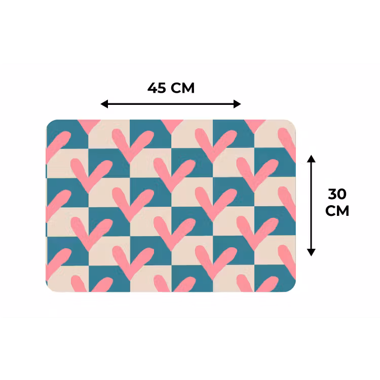 Placemat - 6 stuks - Vlakken - Hartjes - Patroon - Retro — 3