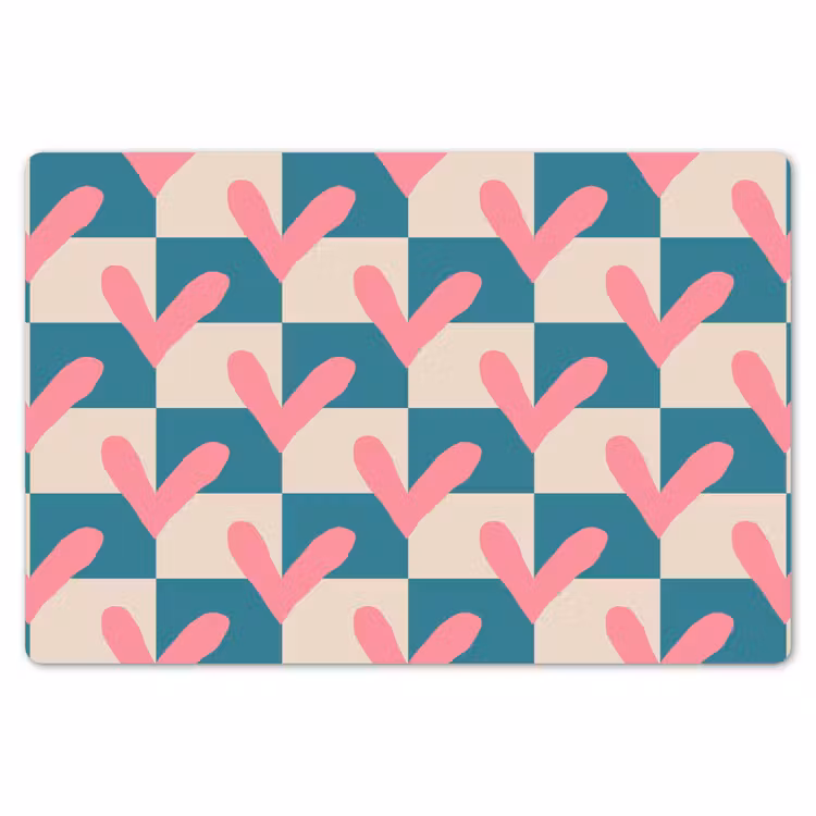 Placemat - 6 stuks - Vlakken - Hartjes - Patroon - Retro — 7