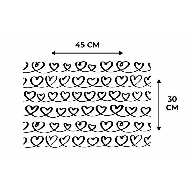 Placemat - 6 stuks - Wit - Harten - Verweven - Zwart — 3