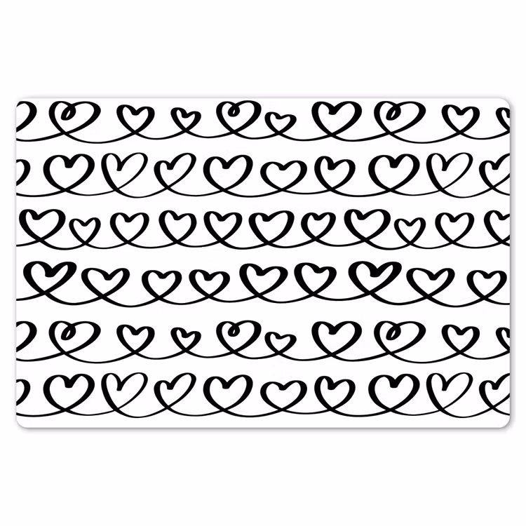 Placemat - 6 stuks - Wit - Harten - Verweven - Zwart — 7