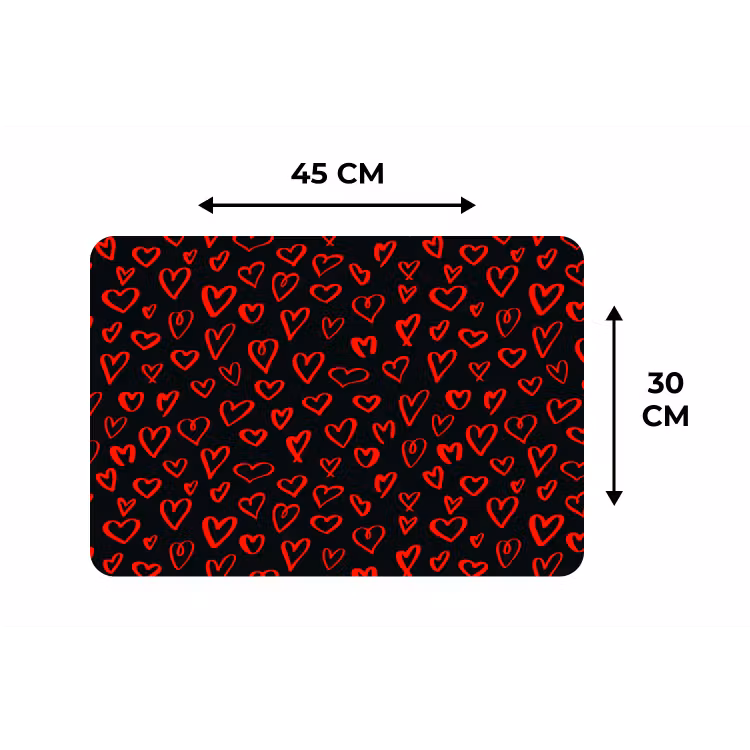 Placemat - 6 stuks - Zwart - Harten - Rood — 3