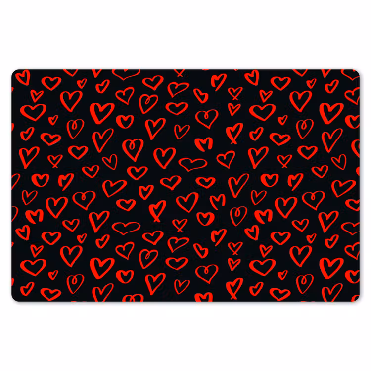 Placemat - 6 stuks - Zwart - Harten - Rood — 7