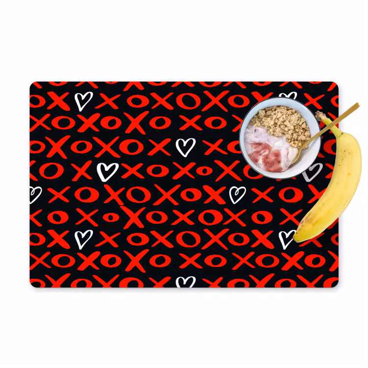 Placemat - 6 stuks - Zwart - Rood - Contrast - Liefde — 1
