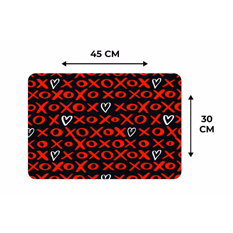 Placemat - 6 stuks - Zwart - Rood - Contrast - Liefde — 3