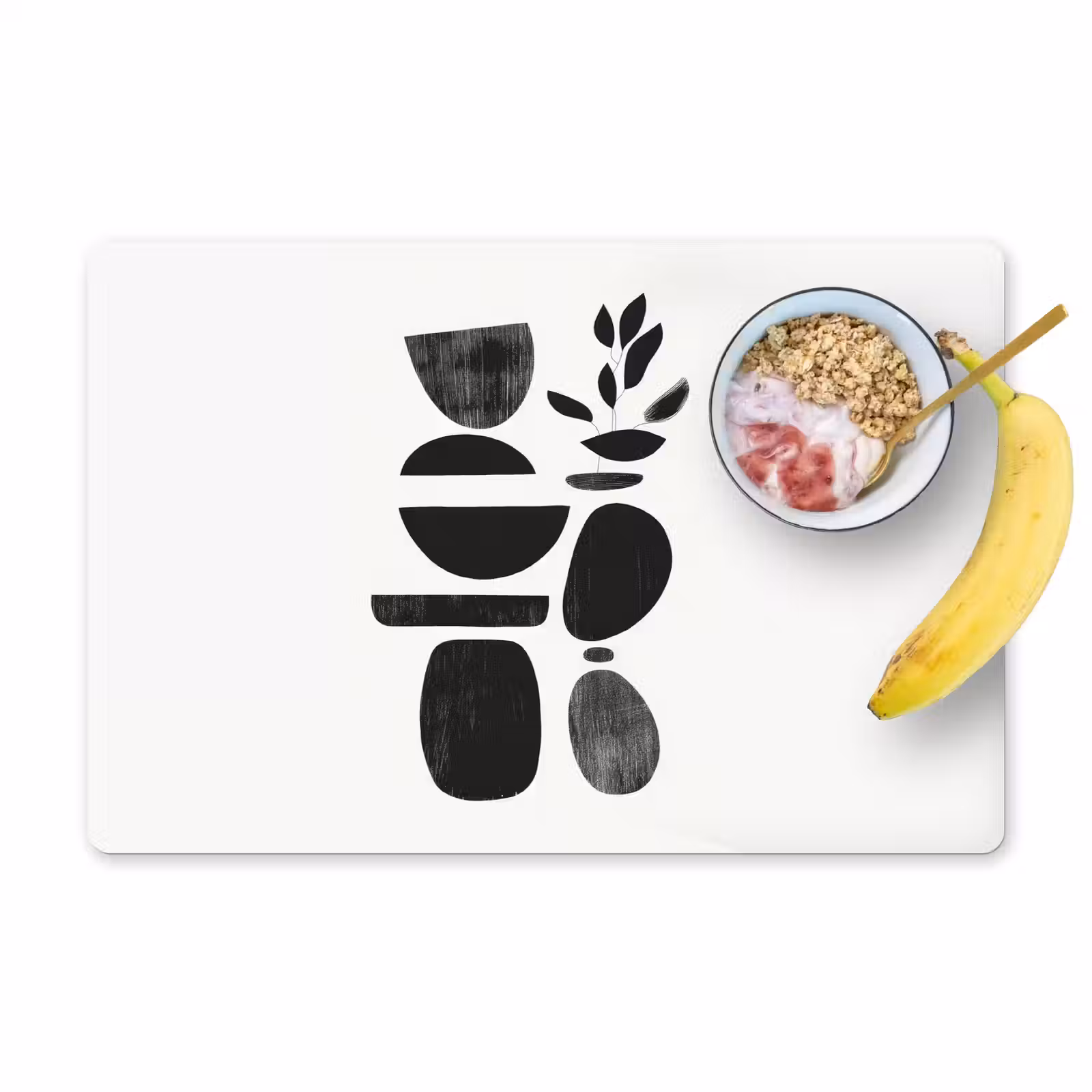 Placemat - 6 stuks - Japandi - Zwart - Abstract — 1