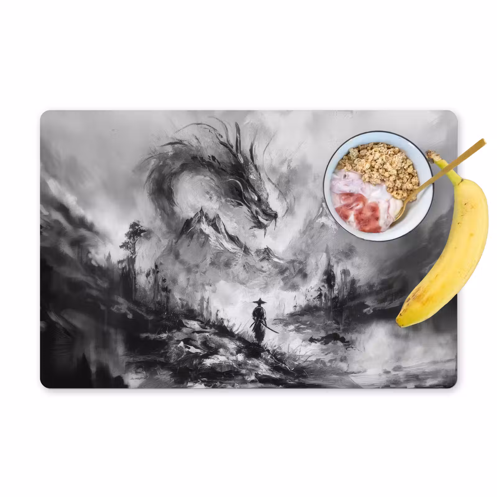 Placemat - 6 stuks - Krijger - Draak - Grijs — 1