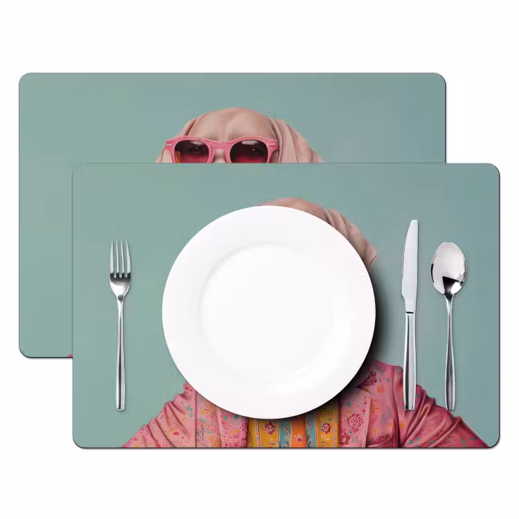 Placemat - 6 stuks - Hond - Overhemd - Bloemen - Bril — 2
