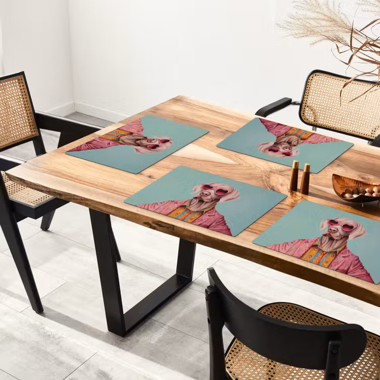 Placemat - 6 stuks - Hond - Overhemd - Bloemen - Bril — 5