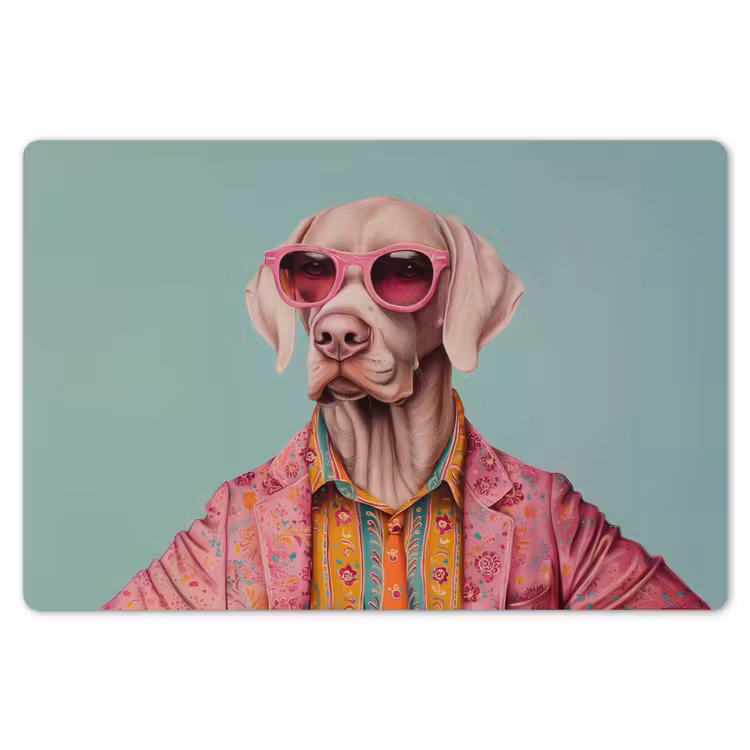 Placemat - 6 stuks - Hond - Overhemd - Bloemen - Bril — 7