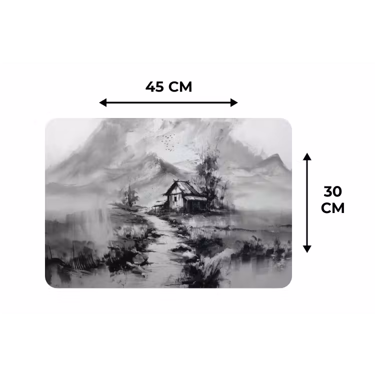 Placemat - 6 stuks - Hut - Grijs - Bergen - Mistig — 3