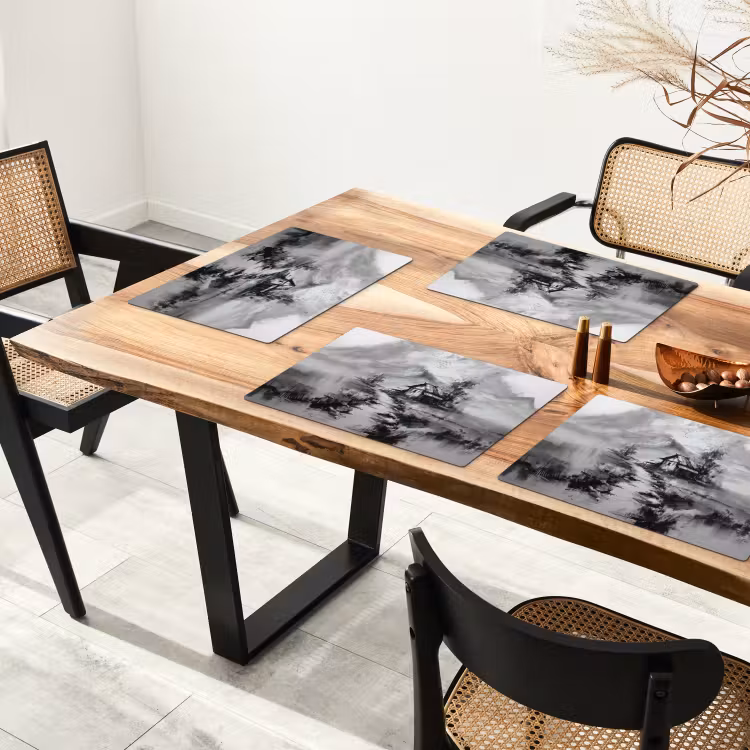 Placemat - 6 stuks - Hut - Grijs - Bergen - Mistig — 5