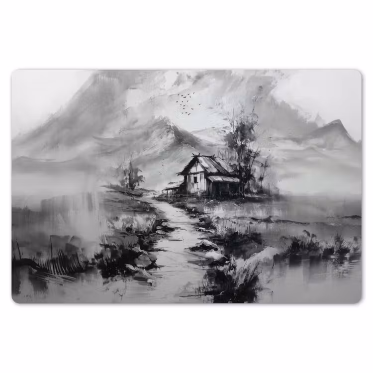 Placemat - 6 stuks - Hut - Grijs - Bergen - Mistig — 7
