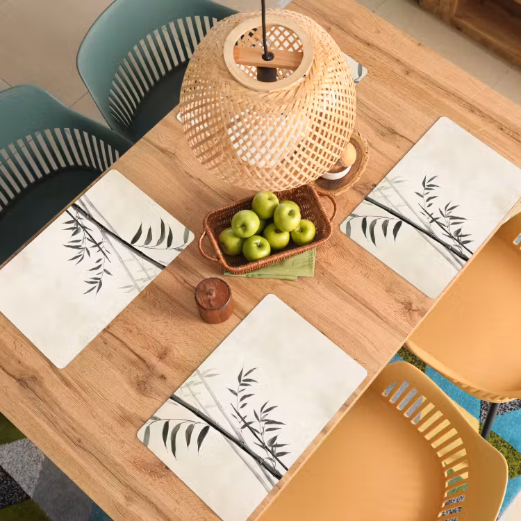Placemat - 6 stuks - Japandi - Bamboe - Beige — 6