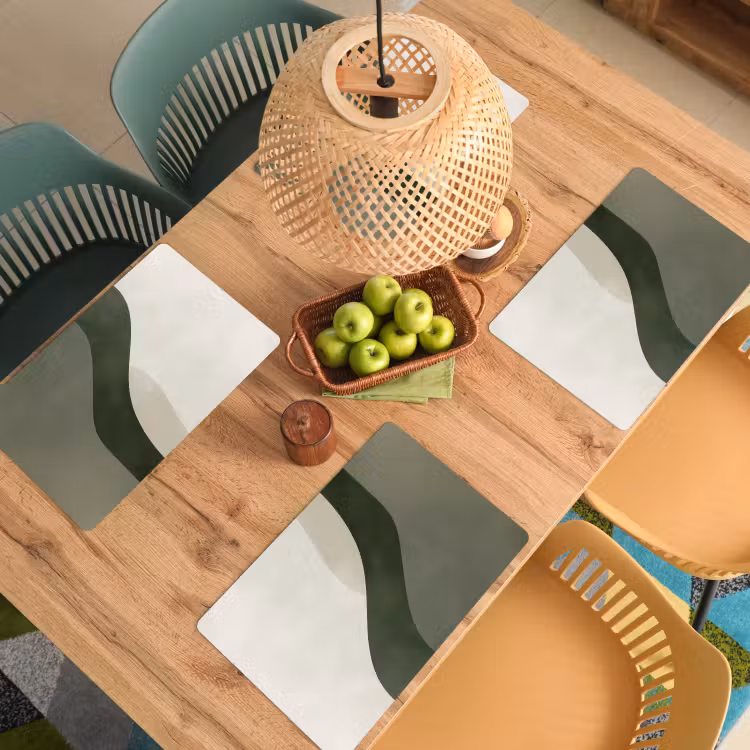 Placemat - 6 stuks - Japandi - Groen - Abstract - Modern — 6