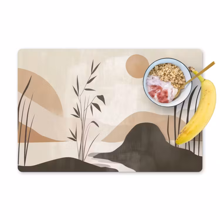 Placemat - 6 stuks - Japandi - Landschap - Beige — 1
