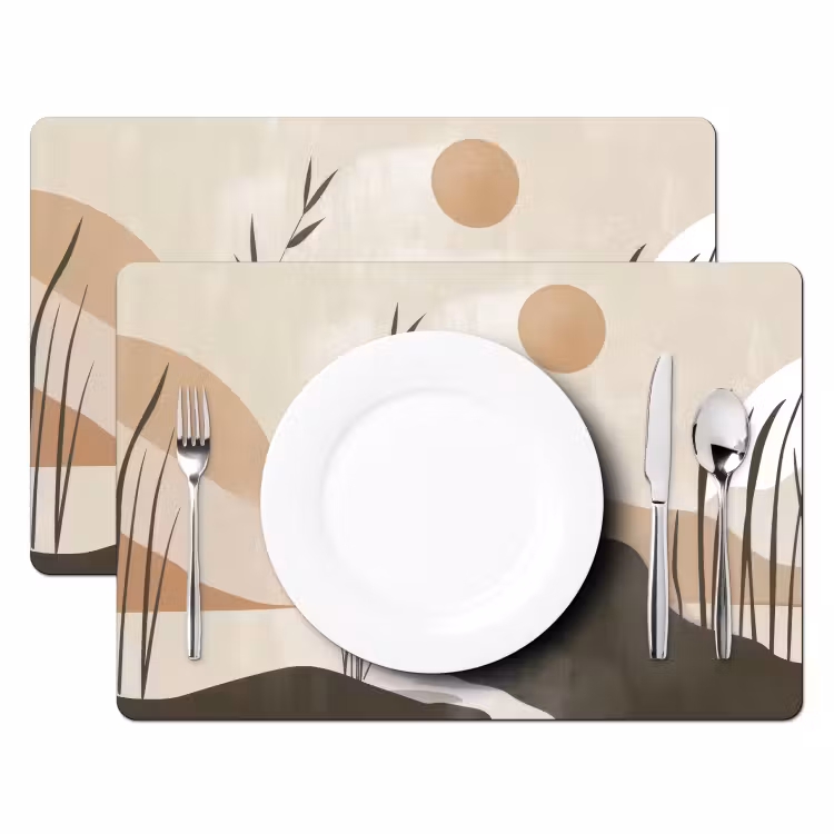 Placemat - 6 stuks - Japandi - Landschap - Beige — 2