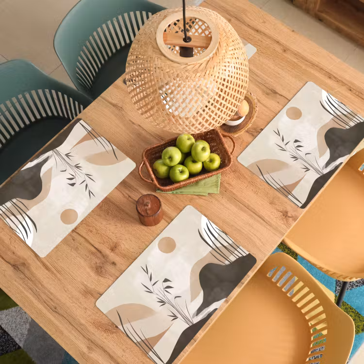 Placemat - 6 stuks - Japandi - Landschap - Beige — 6
