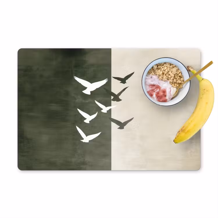 Placemat - 6 stuks - Japandi - Vogel - Groen — 1