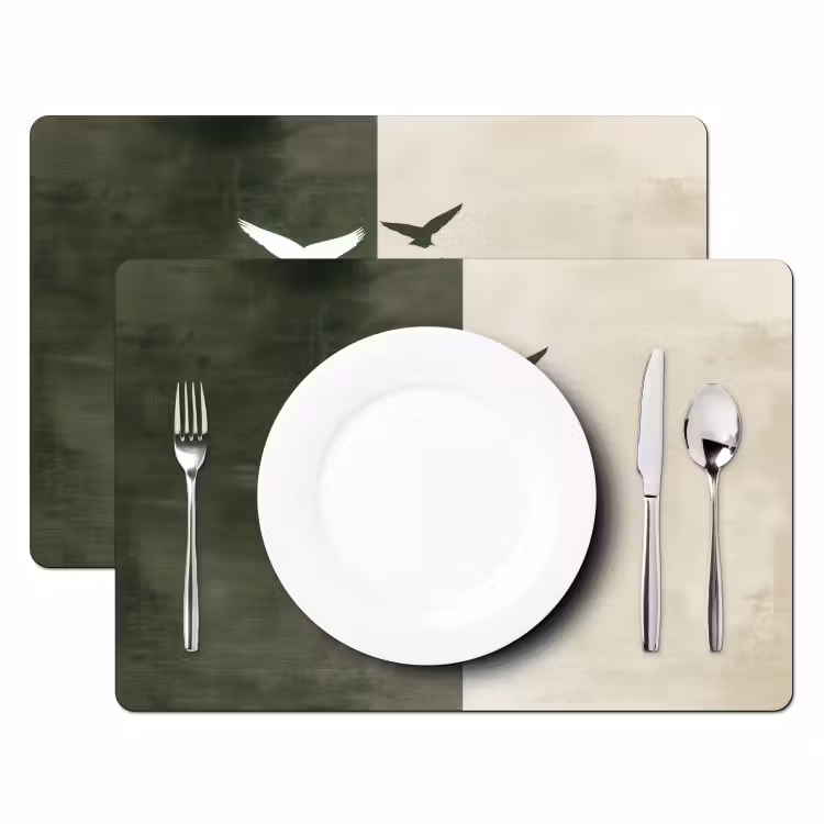 Placemat - 6 stuks - Japandi - Vogel - Groen — 2