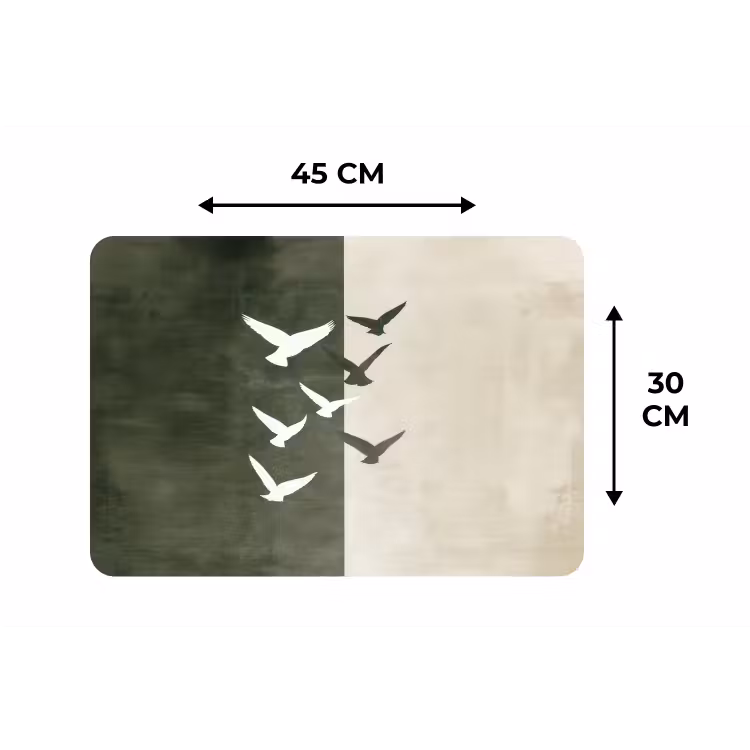 Placemat - 6 stuks - Japandi - Vogel - Groen — 3