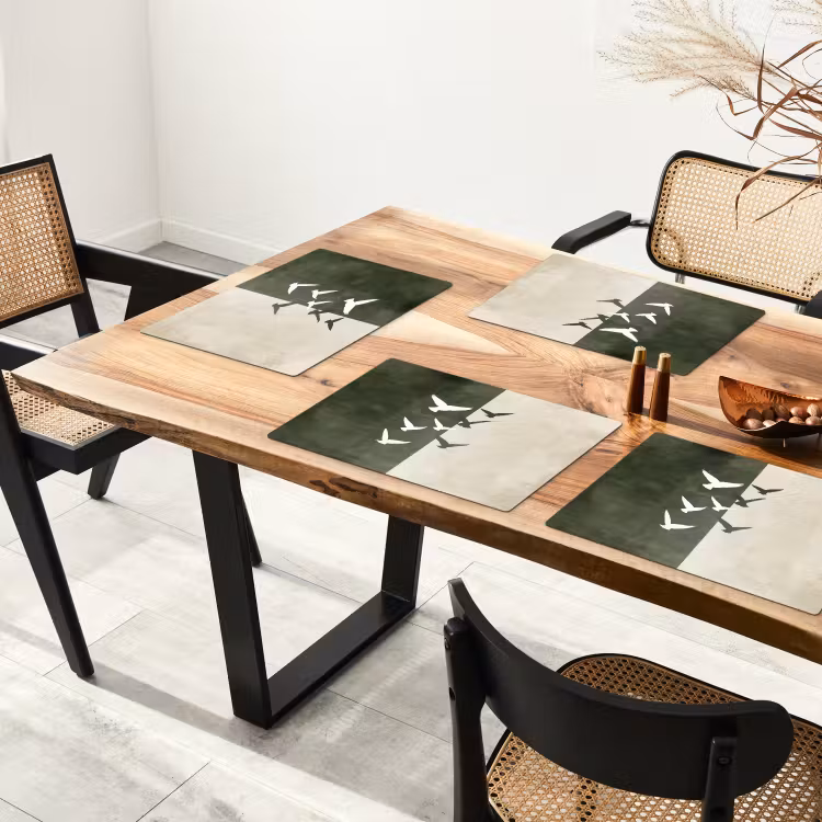Placemat - 6 stuks - Japandi - Vogel - Groen — 5