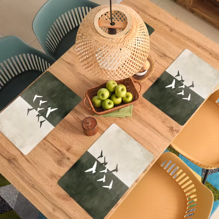 Placemat - 6 stuks - Japandi - Vogel - Groen — 6
