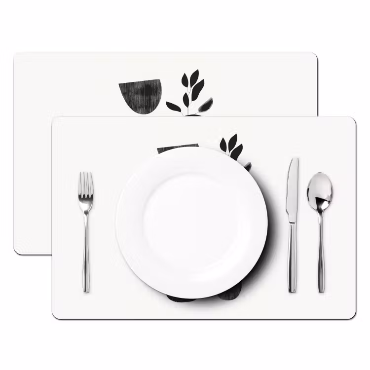 Placemat - 6 stuks - Japandi - Zwart - Abstract — 2