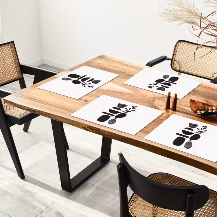 Placemat - 6 stuks - Japandi - Zwart - Abstract — 5