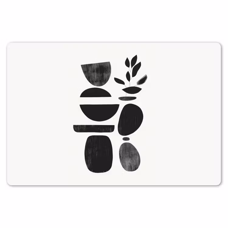 Placemat - 6 stuks - Japandi - Zwart - Abstract — 7
