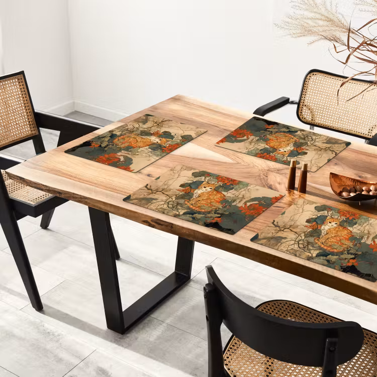 Placemat - 6 stuks - Kat - Sierlijk - Bloemen — 5