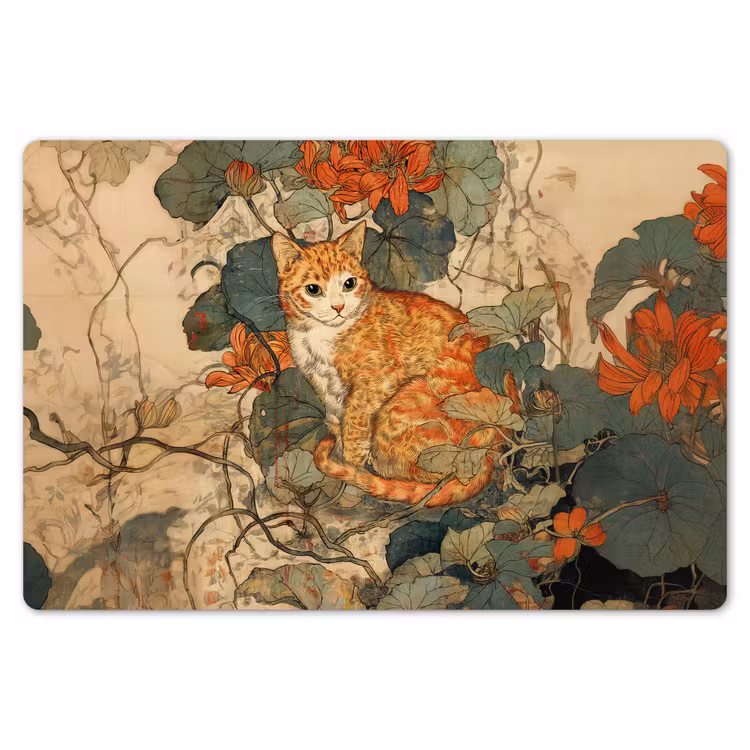 Placemat - 6 stuks - Kat - Sierlijk - Bloemen — 7