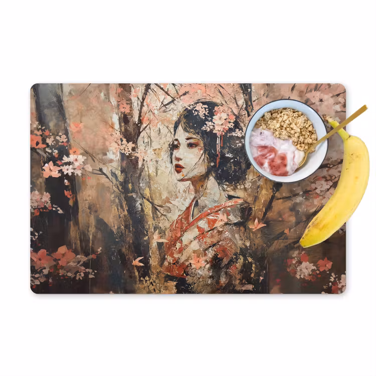 Placemat - 6 stuks - Kimono - Vrouw - kersenbomen — 1
