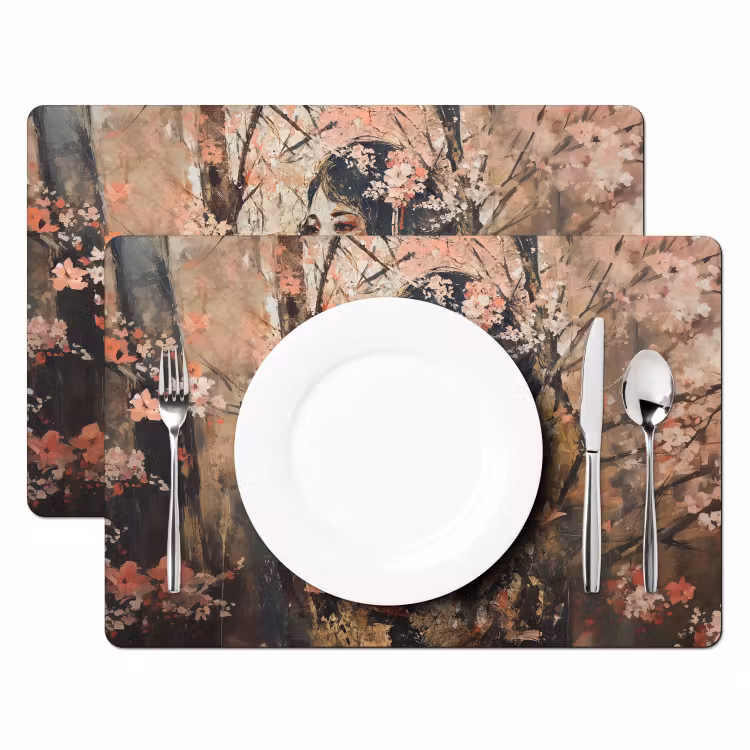 Placemat - 6 stuks - Kimono - Vrouw - kersenbomen — 2