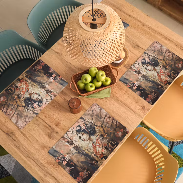 Placemat - 6 stuks - Kimono - Vrouw - kersenbomen — 6