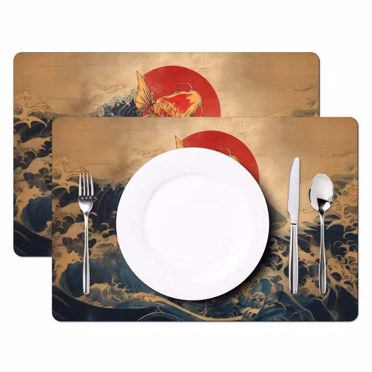 Placemat - 6 stuks - Koi - Zee - Golven - Zon — 2