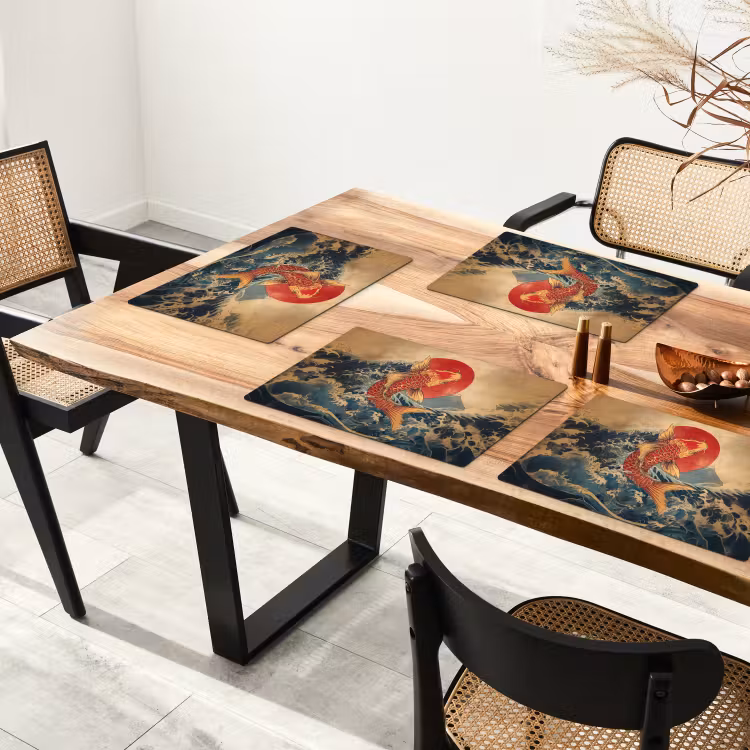 Placemat - 6 stuks - Koi - Zee - Golven - Zon — 5