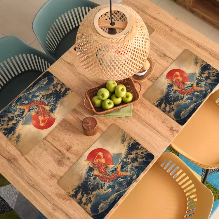 Placemat - 6 stuks - Koi - Zee - Golven - Zon — 6