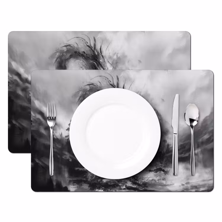 Placemat - 6 stuks - Krijger - Draak - Grijs — 2