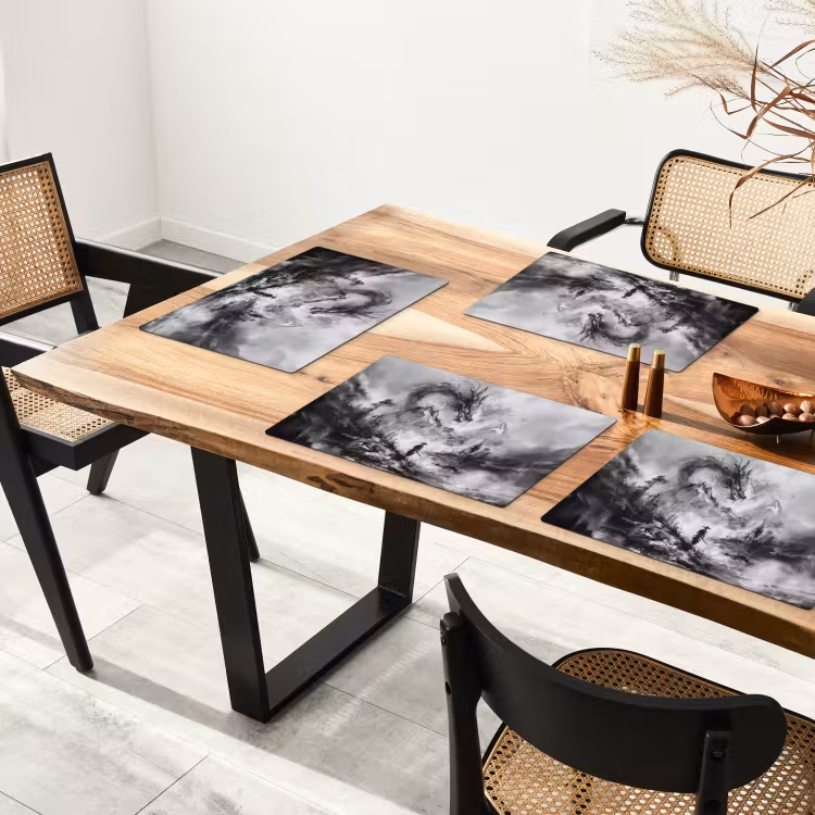 Placemat - 6 stuks - Krijger - Draak - Grijs — 5