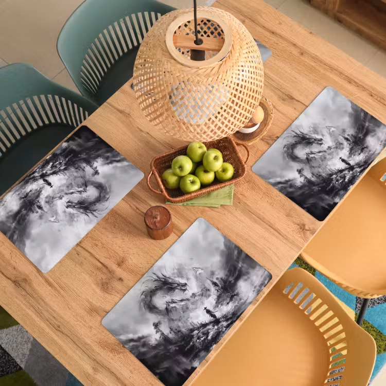 Placemat - 6 stuks - Krijger - Draak - Grijs — 6