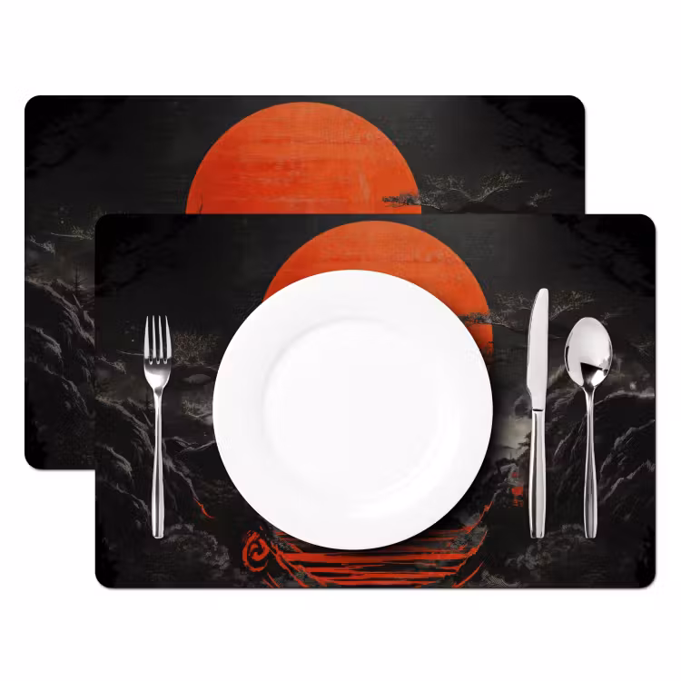 Placemat - 6 stuks - Krijger - Rode trappen - Zon - Berg — 2